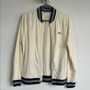 Tracksmith varsity Cream and Navy Track Jacket
